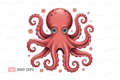 Coral octopus with big blue eyes tentacles Product Image 1