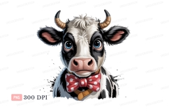 Adorable cow wearing red polka dot bow tie animal cartoon Product Image 1