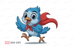 Blue bird superhero running with cape scarf Product Image 1