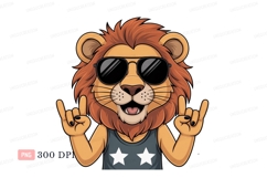 Cool lion rockstar sunglasses tank top music stars Product Image 1