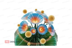 Blue orange flowers golden spheres image Product Image 1