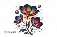 Vibrant blooming flowers with glowing orbs botanical Product Image 1