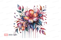 Vibrant blooming flowers with dripping paint effect Product Image 1