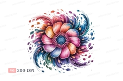 Vibrant floral explosion colorful petals flower abstract Product Image 1