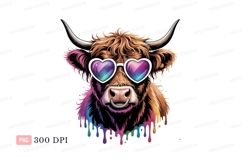 Highland cow wearing heart sunglasses animal Product Image 1