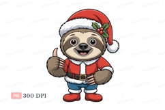Festive sloth giving thumbs up christmas santa Product Image 1