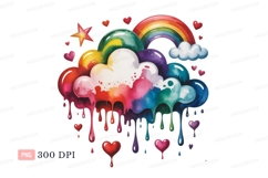Rainbow cloud dripping hearts and star image Product Image 1