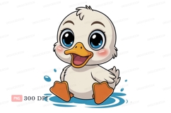 Cute white duckling with blue eyes orange Product Image 1