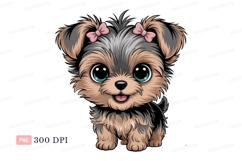 Fluffy puppy with pink bows canine animal Product Image 1