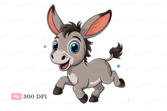 Cute donkey running with big eyes animal cartoon Product Image 1