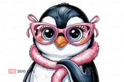 Pink glasses fluffy scarf penguin bird animal Product Image 1