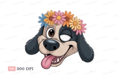 Happy dog wearing flower crown canine puppy Product Image 1