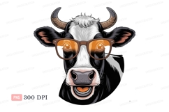 Black white cow wearing sunglasses animal brown Product Image 1