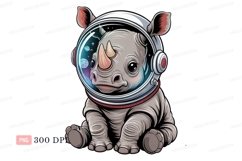 Baby rhinoceros astronaut exploring space helmet Product Image 1