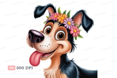 Happy dog wearing flower crown canine puppy Product Image 1