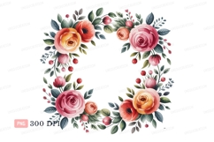 Floral wreath with roses and berries leaves Product Image 1