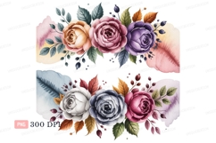 Watercolor floral arrangement with roses and leaves Product Image 1