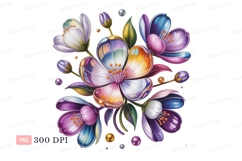 Iridescent floral arrangement with pearls flowers petals Product Image 1