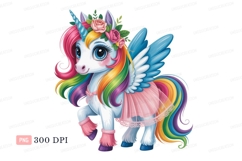 Rainbow winged unicorn with floral crown wings Product Image 1