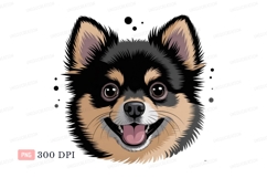 Happy Pomeranian Dog Face cute black Product Image 1