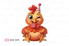 Winking chicken wearing party hat bird animal Product Image 1