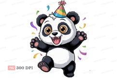 Happy panda wearing party hat with confetti bear animal Product Image 1