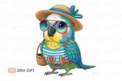 Colorful parrot wearing summer attire bird sunglasses Product Image 1