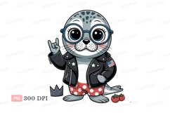 Cool seal rocking leather jacket and glasses animal Product Image 1