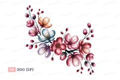 Pink purple blue orange blossoms flower floral Product Image 1