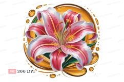 Pink white lily flower gold liquid yellow Product Image 1