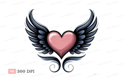 Pink heart with blue wings love Product Image 1