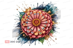 Colorful flower with abstract paint splashes zinnia Product Image 1