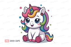 Cute cartoon unicorn with rainbow mane image Product Image 1