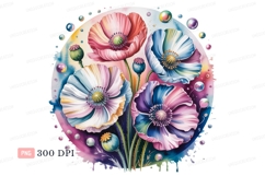 Colorful poppies with water bubbles flowers petals Product Image 1