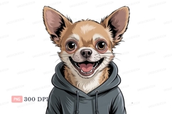 Happy chihuahua wearing hoodie canine animal Product Image 1