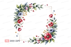 Floral frame with red blue flowers image Product Image 1