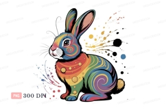 Colorful rabbit with swirling patterns and splashes Product Image 1