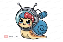 Cute snail astronaut with blue shell helmet space Product Image 1