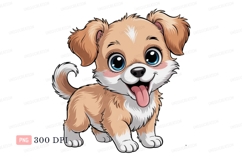 Adorable fluffy puppy with big blue eyes canine animal Product Image 1