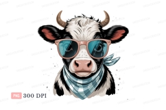 Cool cow wearing sunglasses and bandana animal black Product Image 1