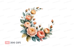 Peach and orange roses floral crescent image Product Image 1