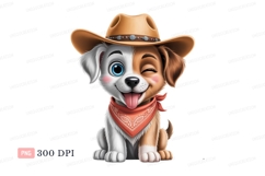 Winking puppy cowboy with bandana image Product Image 1