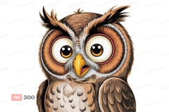 Wide eyed owl with yellow beak bird cartoon Product Image 1