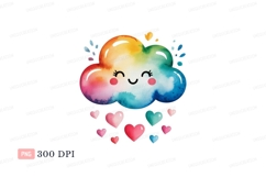 Happy rainbow cloud raining hearts cute Product Image 1