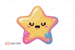 Happy yellow star with pink and blue accents image Product Image 1