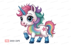 Cute unicorn with rainbow mane and tail horn Product Image 1