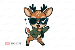 Cool deer wearing sunglasses and jacket animal cartoon Product Image 1