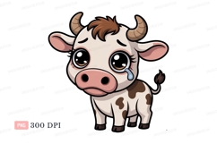 Sad cartoon cow crying calf tears Product Image 1