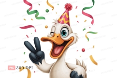 Winking duck celebrating party cartoon confetti Product Image 1