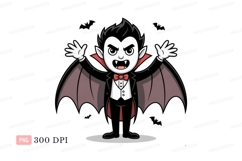 Cartoon vampire character with bat wings spooky halloween Product Image 1